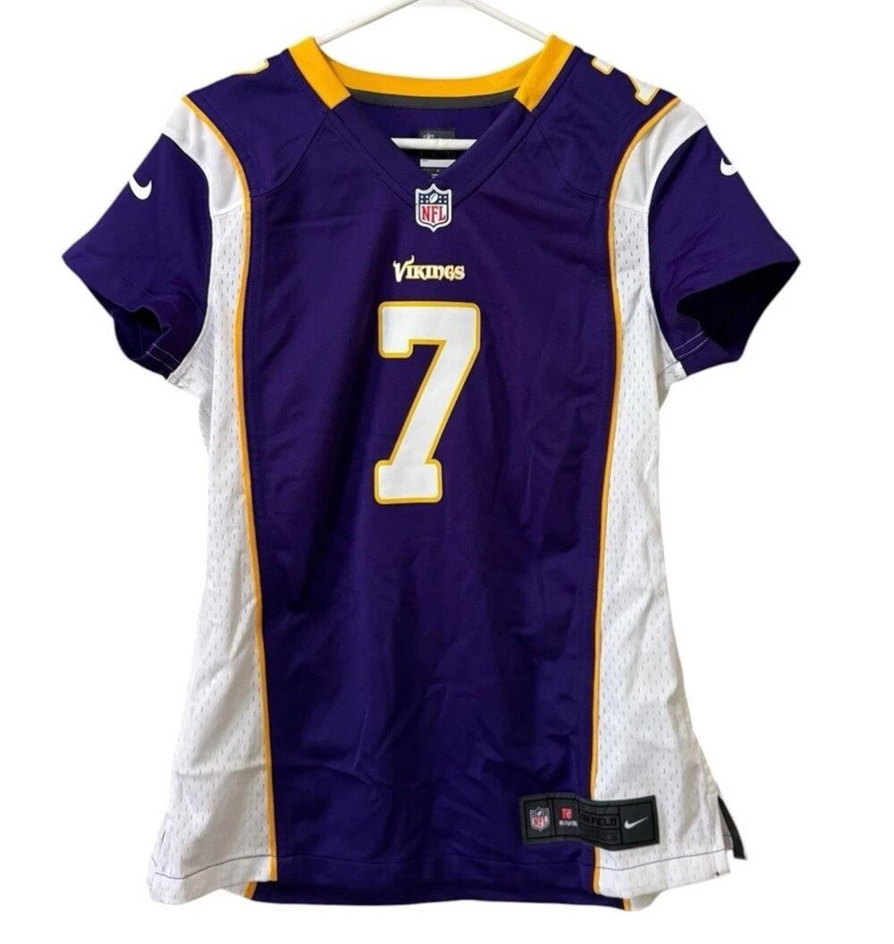 Nike On Field Minnesota Vikings Ponder 7 NFL Football Women Jersey Purple Medium